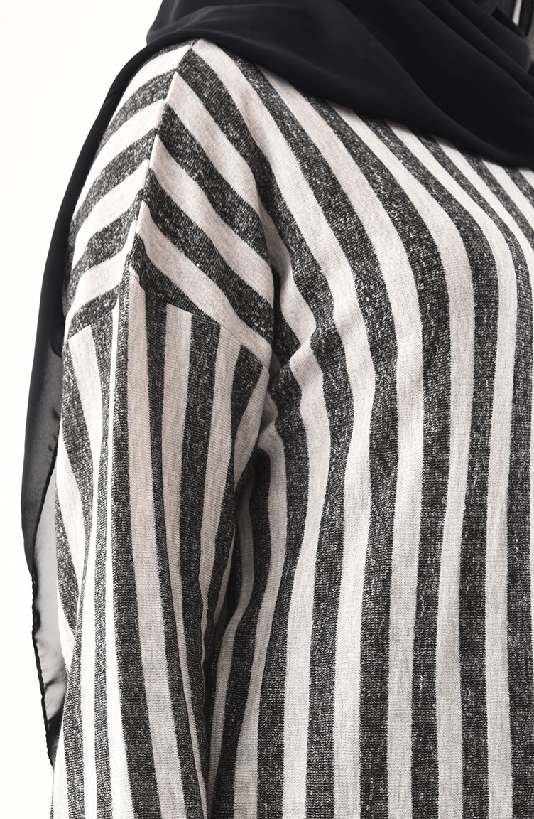 gray and white striped tunic