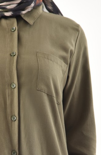 وايت بيرد تونيك بتفاصيل جيوب و فتحات من الجانب 6350-09 لون أخضر كاكي 6350-09