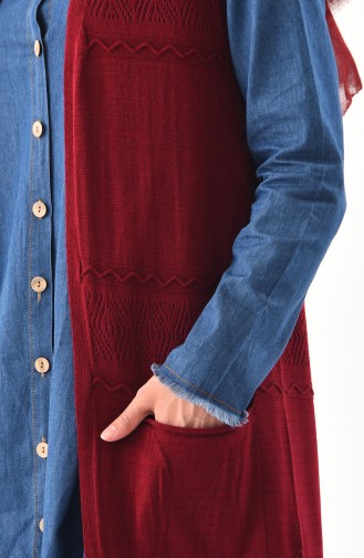 iLMEK Fine Knitwear Pocketed Vest 4124-04 Claret Red 4124-04
