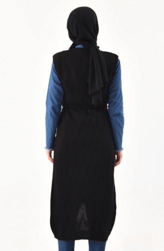 Knitwear Pocket Long Vest 8107-10 Black 8107-10