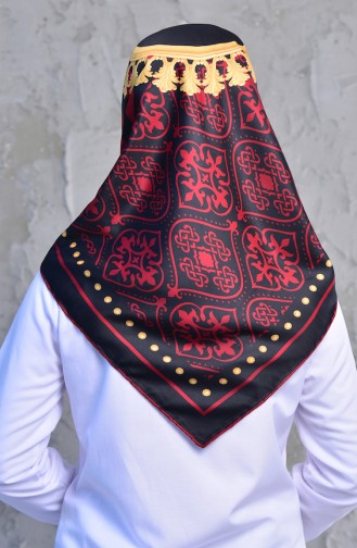 Şerit Desenli Twill Eşarp 901445-01 Bordo