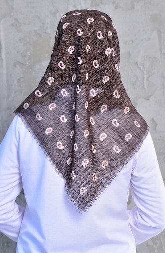 Almond Patterned Flamed Cotton Shawl 2184-04 Brown 2184-04