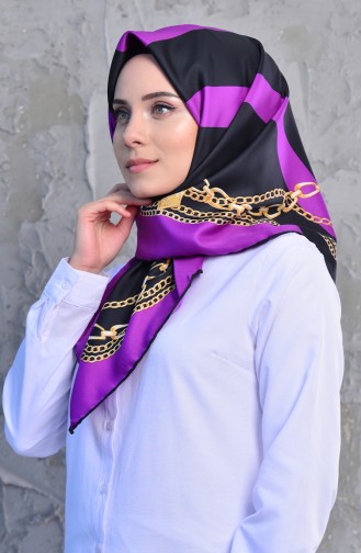 Chain Patterned Twill Scarf 901447-03 Purple 901447-03