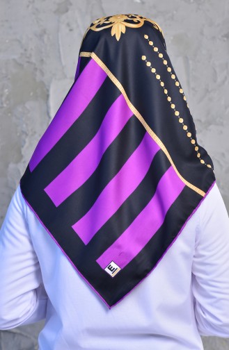 Striped Patterned Twill Scarf 901448-07 Purple 901448-07