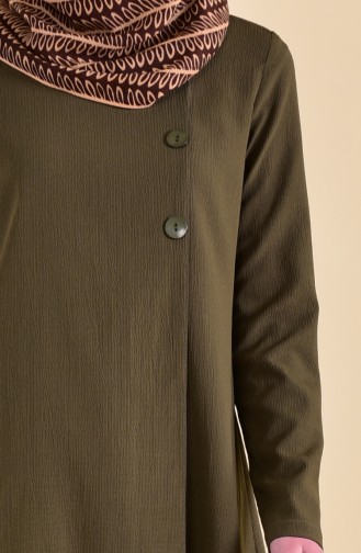 Buttons Detailed Tunic Pants Binary Suit 130027-01 Khaki 130027-01