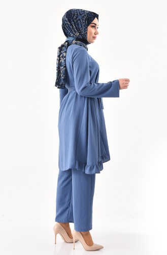 Aerobin Kumaş Tunik Pantolon İkili Takım 0880-02 İndigo 0880-02