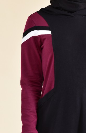 Şeritli Spor Elbise 8316-01 Siyah