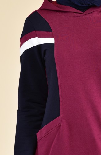 Şeritli Spor Elbise 8316-06 Bordo