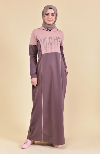 بي وست فستان رياضي بتصميم مُطبع8357-02 لون بني 8357-02