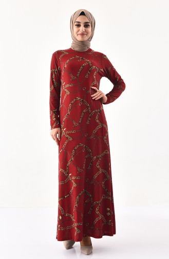 CAVANE Patterned Dress 8800-01 Claret Red 8800-01