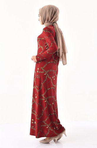 CAVANE Patterned Dress 8800-01 Claret Red 8800-01