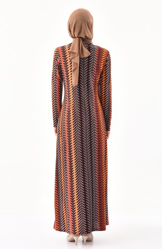 CAVANE Patterned Dress 8803-01 Brown 8803-01