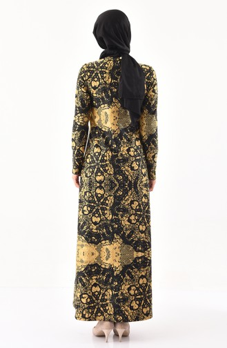 دلبر فستان مُطبع بتفاصيل لامعة 1119-04 لون ذهبي 1119-04
