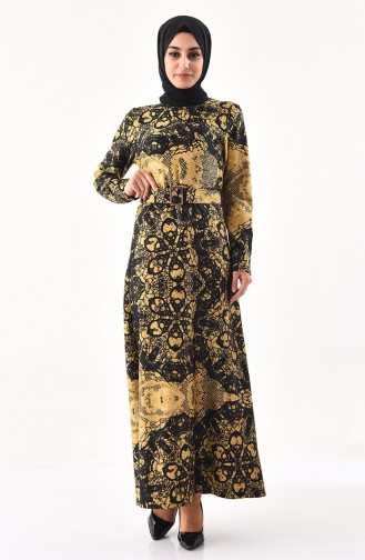 Dilber Foil Printed Dress 1139-01 Gold 1139-01