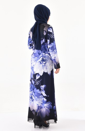 فستان كاجوال بتصميم مُطبع باحجار لامعة 99190-01 لون كحلي 99190-01