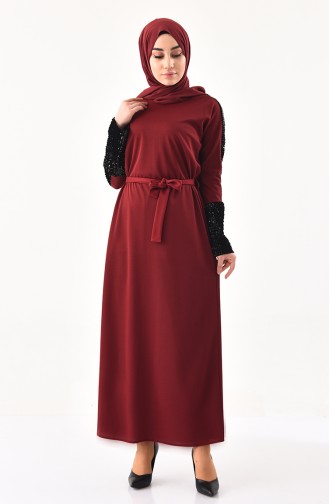 Claret red İslamitische Jurk 4001-02