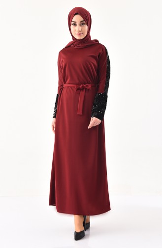 Weinrot Hijab Kleider 4001-02