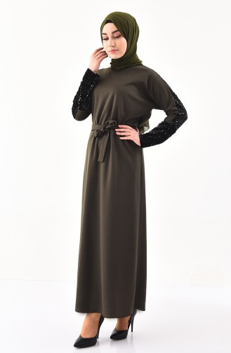 Sequined Dress 4001-03 Khaki 4001-03