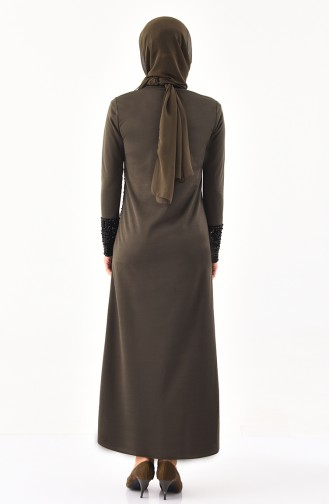 Khaki Hijab Kleider 4002-02
