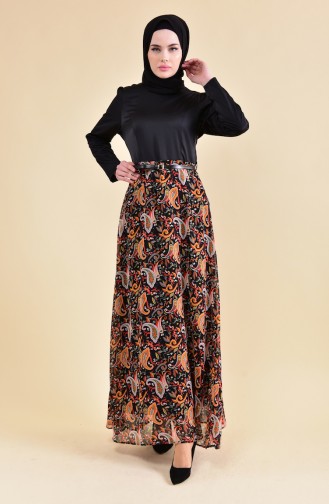 Schwarz Hijab Kleider 8132-01