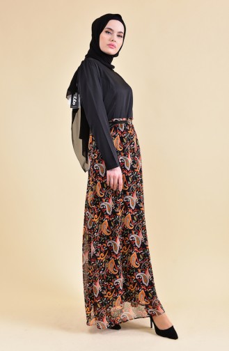 Schwarz Hijab Kleider 8132-01