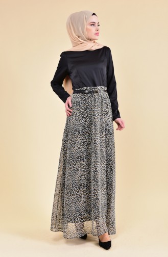 Schwarz Hijab Kleider 8133-01