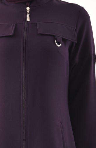 Pocket Detailed Zippered Tunic 5068-04 Purple 5068-04