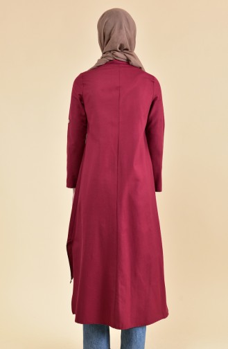 Düğme Detaylı Asimetrik Tunik 1281-04 Bordo