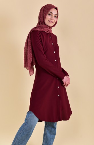 Buttoned Viscose Tunic 3158-05 Cherry 3158-05