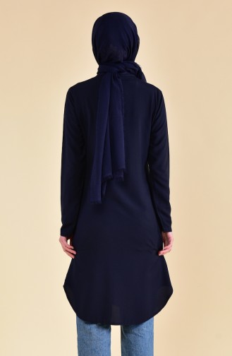 Buttoned Viscose Tunic 3158-07 Navy Blue 3158-07