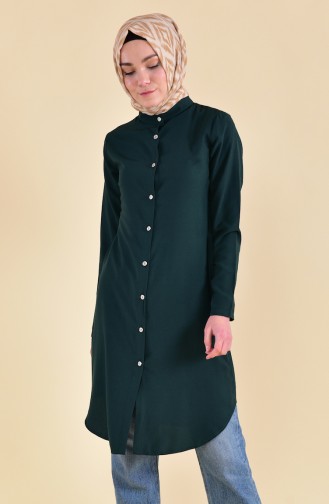 Buttoned Viscose Tunic 3158-08 Emerald Green 3158-08