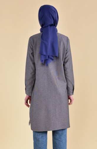 Nakışlı Tunik 8221-02 Gri Siyah