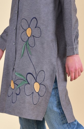 Nakışlı Tunik 8221-02 Gri Siyah