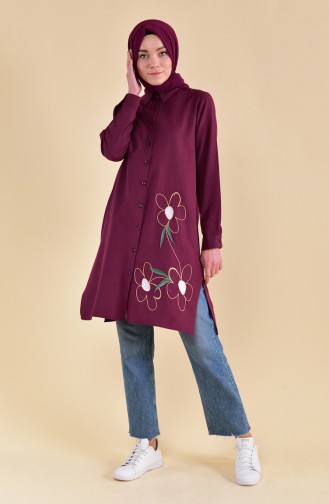 Minahill Embroidered Tunic 8221-07 Plum 8221-07