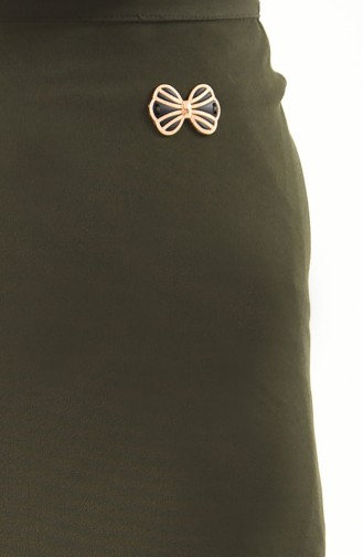 Hidden Zippered Pencil Skirt 0404-03 Khaki 0404-03