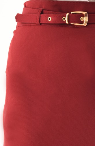 Belted Pencil Skirt 0407-02 Claret Red 0407-02