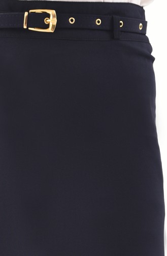 Belted Pencil Skirt 0407-04 Navy Blue 0407-04