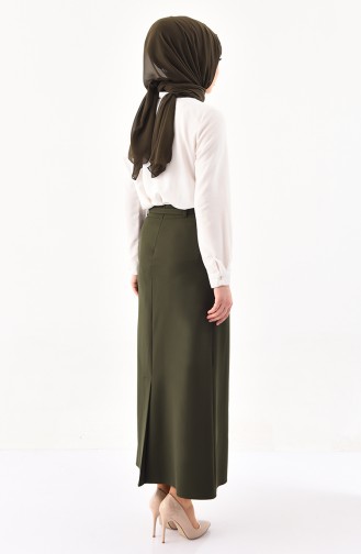 Belted Pencil Skirt 0407-05 Khaki Green 0407-05