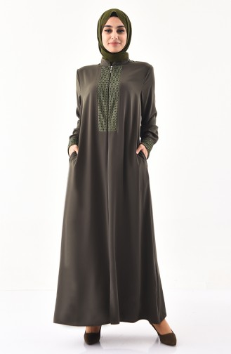 Grosse Grösse Abaya mit Patchwork  2519-03 Khaki Grün 2519-03