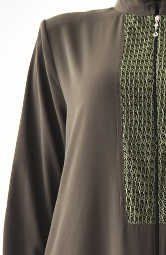 Grosse Grösse Abaya mit Patchwork  2519-03 Khaki Grün 2519-03