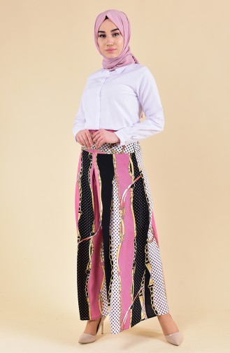 Oyya Patterned Viscose Pants Skirt 8130-01 Powder 8130-01