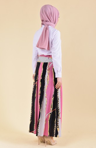 Oyya Patterned Viscose Pants Skirt 8130-01 Powder 8130-01