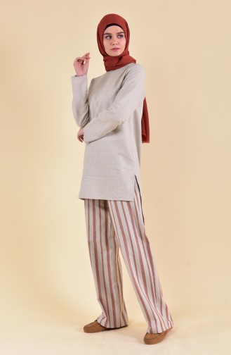 Oyya Linen Tunic Pants Double Suit 9008-03 Tile 9008-03