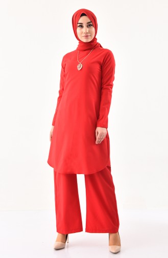 Tunik Pantolon İkili Takım 9013-12 Kırmızı