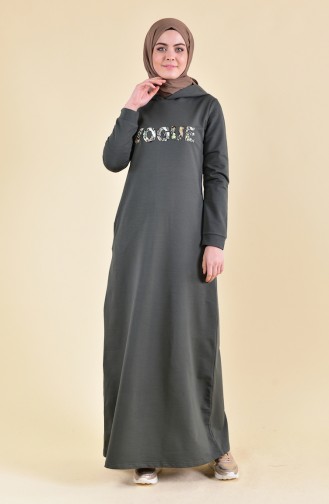 بي وست فستان رياضي بتصميم مُطبع 8323-07 لون اخضر كاكي 8323-07