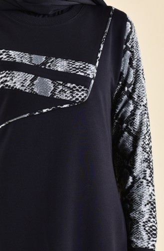 Leopar Detaylı Spor Elbise 9017-04 Siyah