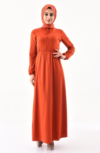 Brick Red Hijab Dress 2797-01