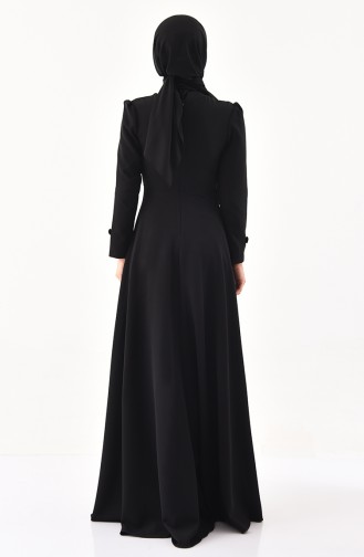 فستان بتصميم حزام للخصر 1138-01 لون أسود 1138-01