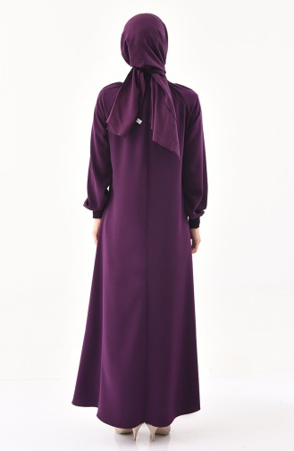 Sleeve Elastic Dress 0274-02 Purple 0274-02