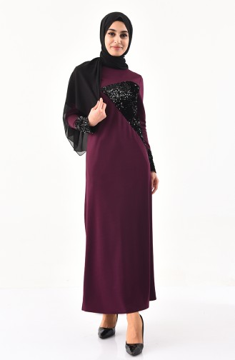 Robe a Paillettes 4002-03 Pourpre 4002-03